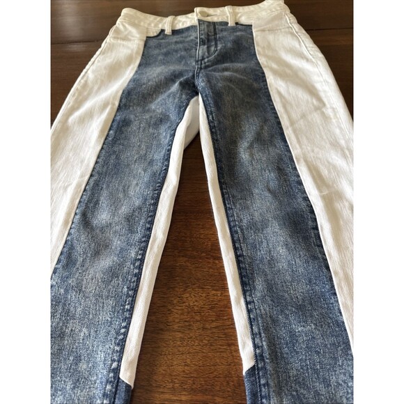 NEW Paige Denim White Hoxton Ankle High rise Patchwork Pants Size 27 MSRP $200 - Picture 4 of 11